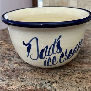 Cream and Blue Ice Cream Bowl